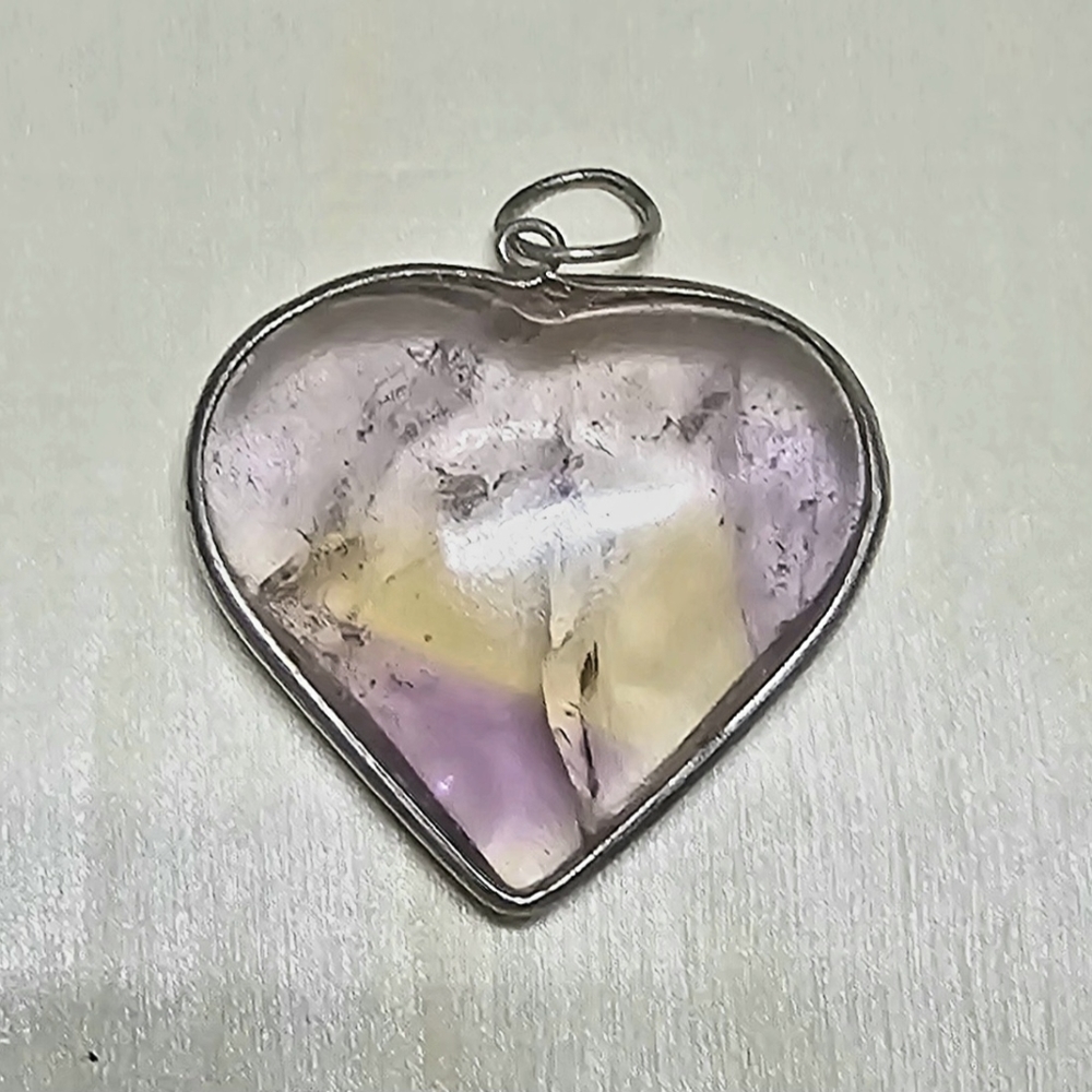 Purple resin art silver heart charm for necklace 💜
